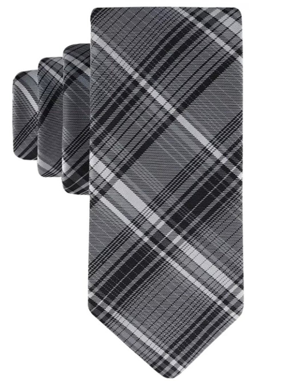 Calvin Klein Mens Delia Plaid Tie Black White ONE SIZE